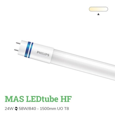 Philips LED Verlichting | Officieel distributeur LED Buis T8 MASTER (HF) Ultra Output 24W 3700lm - 840 Koel Wit | 150cm - Vervangt 58W
