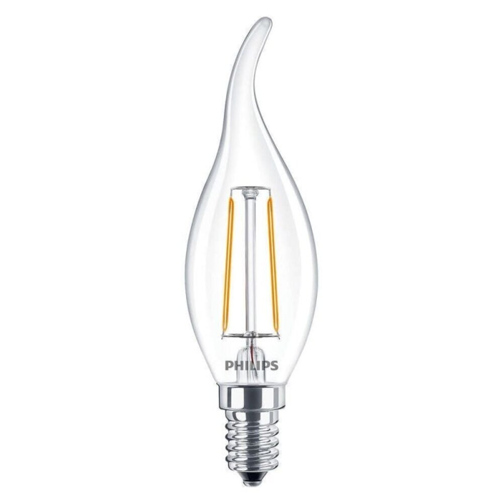 Philips CorePro LED candle E14 gebogen punt Filament Helder 2W 250lm - 927 Zeer Warm Wit | - Niet Dimbaar - Vervangt 25W