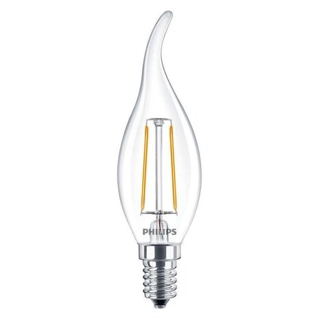 Philips CorePro LED candle E14 gebogen punt Filament Helder 2W 250lm - 927 Zeer Warm Wit | - Niet Dimbaar - Vervangt 25W