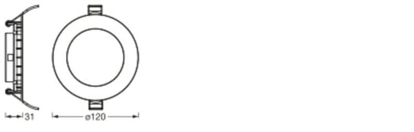 Ledvance Zakelijk: Professionele LED Verlichting & Armaturen | voor de installateur LED Downlight Slim Recess Wit 8W 550lm 110D - 865 Daglicht | 120mm - Zaagmaat 105mm