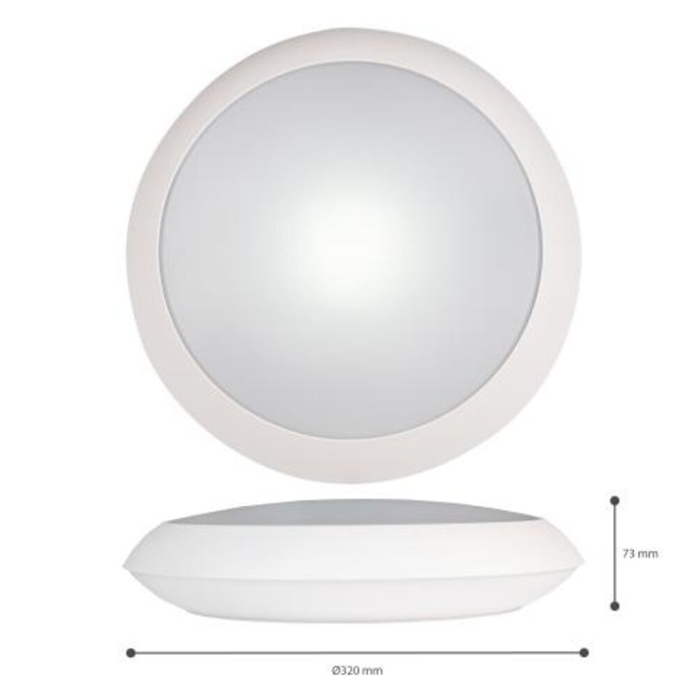 LED Plafond / Wand Sensor armatuur IP66 - 320MM - 15W 2050Lm - 830-840-865 CCT Multi Color Switch | Bewegingssensor - IK10 - 5 Jaar Garantie