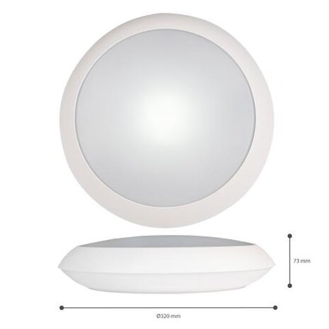 LCB LED Europe  LED Plafond / Wand Sensor armatuur IP66 - 320MM - 15W 2050Lm - 830-840-865 CCT Multi Color Switch | Bewegingssensor - IK10 - 5 Jaar Garantie
