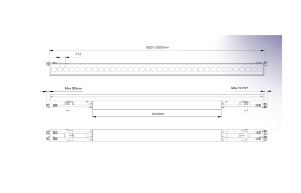 LCB LED Europe  LED WallWasher IP67 - Linear G54 Armatuur  - Antraciet Vierkant - 54W 4517Lm - 3000K 930 Warm wit  | 10 + 25Graden lens - IK10 - 230v