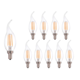 LCB LED Voordeelpak 10 stuks - Dimbare led lamp vlam - Filament - E14 fitting C37 - 5W vervangt 40W - 2700K warm wit licht LCB LED Voordeelpak 10 stuks - Dimbare led lamp vlam - Filament - E14 fitting C37 - 5W vervangt 40W - 2700K warm wit licht