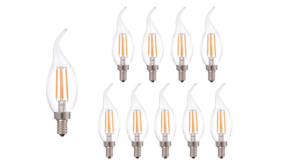 LCB LED Voordeelpak 10 stuks - Dimbare led lamp vlam - Filament - E14 fitting C37 - 5W vervangt 40W - 2700K warm wit licht LCB LED Voordeelpak 10 stuks - Dimbare led lamp vlam - Filament - E14 fitting C37 - 5W vervangt 40W - 2700K warm wit licht