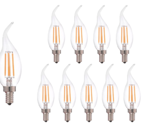 LCB LED Europe  Voordeelpak 10 stuks - Dimbare led lamp vlam - Filament - E14 fitting C37 - 5W vervangt 40W - 2700K warm wit licht