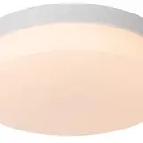 Lucide LED Plafond Wandlamp IP44 - BISKIT Wit  280MM - 18W 1150Lm - 2700K 827 Warm Wit | Schemer &  bewegingsensor