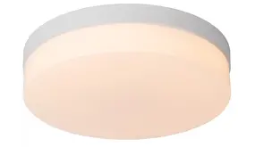 Lucide LED Plafond Wandlamp IP44 - BISKIT Wit  280MM - 18W 1150Lm - 2700K 827 Warm Wit | Schemer &  bewegingsensor Lucide LED Plafond Wandlamp IP44 - BISKIT Wit  280MM - 18W 1150Lm - 2700K 827 Warm Wit | Schemer &  bewegingsensor