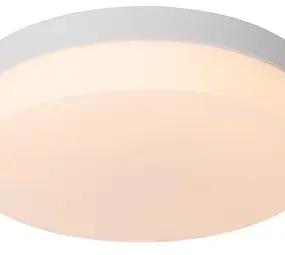 Lucide LED Plafond Wandlamp IP44 - BISKIT Wit  280MM - 18W 1150Lm - 2700K 827 Warm Wit | Schemer &  bewegingsensor