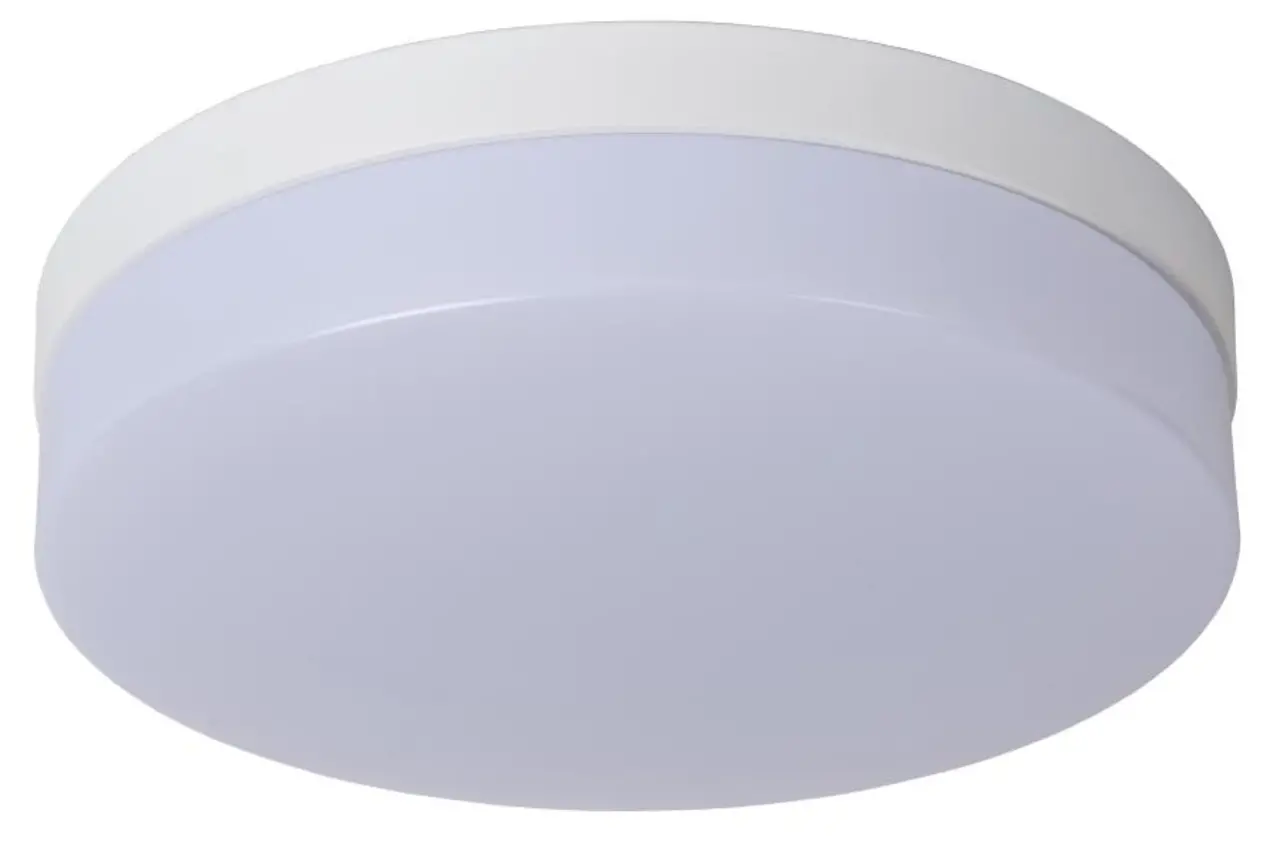 Lucide LED Plafond Wandlamp IP44 - BISKIT Wit 280MM - 18W 1150Lm - 2700K 827 Warm Wit | Schemer & bewegingsensor Lucide LED Plafond Wandlamp IP44 - BISKIT Wit 280MM - 18W 1150Lm - 2700K 827 Warm Wit | Schemer & bewegingsensor