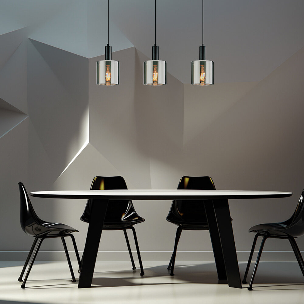 LCB LED Europe  Hanglamp 72cm balk LED -  3x E27 fitting - Smoky Glas - 2 Jaar Garantie