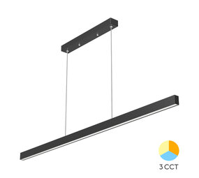 LCB LED Europe  Hanglamp 120cm balk LED - 30W 3000Lm -Zwart -  CCT Switch (3000/4000/6500K) - Niet Dimbaar