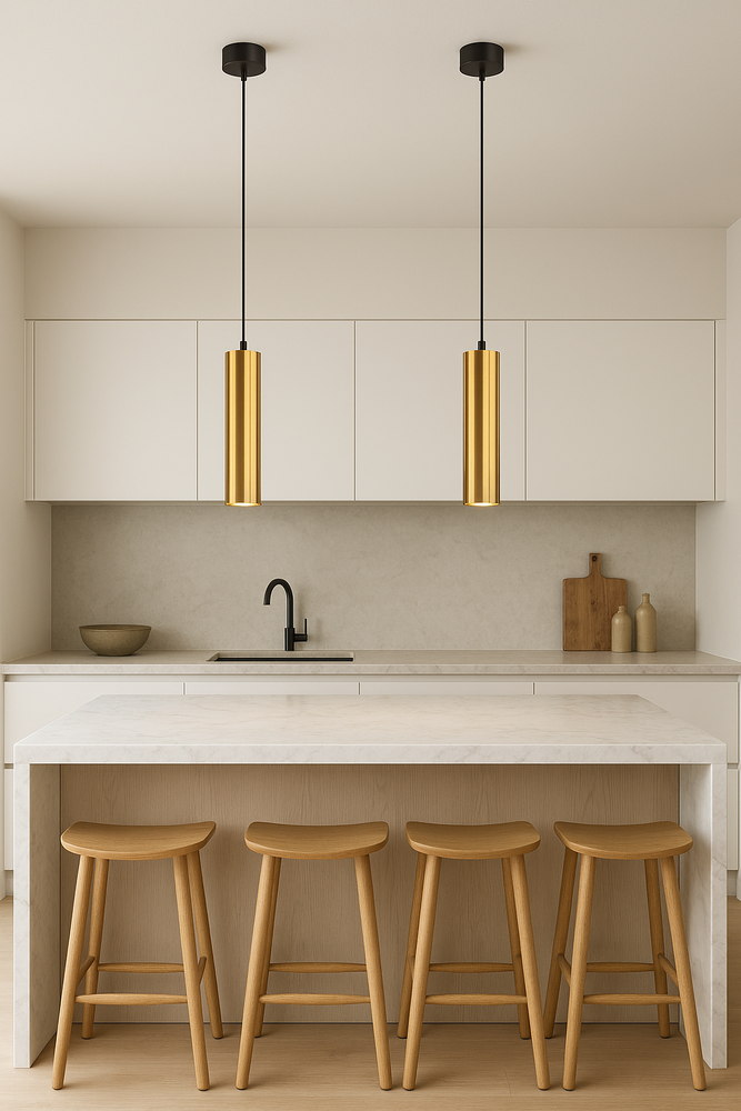 LCB LED Europe  LED Moderne Hanglamp - ALu Goud 12CM - GU10 fitting  | 1,2 Meter  kabel - excl. Lichtbron