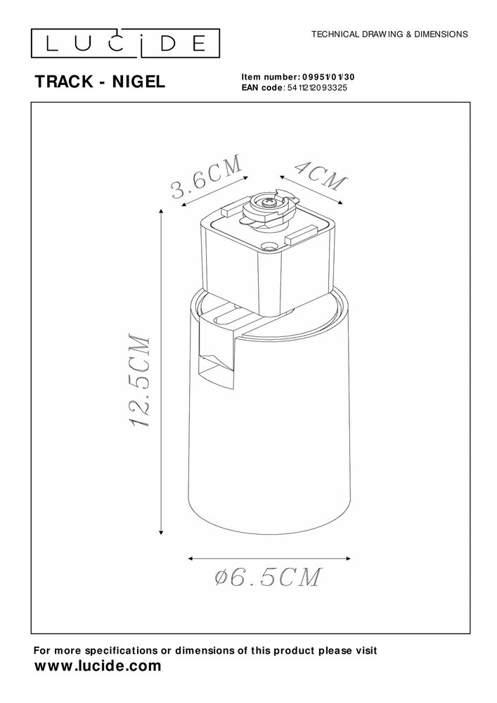 Lucide LED Railspot 1-fase - TRACK NIGEL Wit - GU10 fitting - Railsysteem/Railverlichting - Geschikt voor Hue Lucide LED Railspot 1-fase - TRACK NIGEL Wit - GU10 fitting - Railsysteem/Railverlichting - Geschikt voor Hue