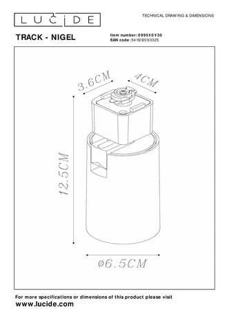 Lucide LED Railspot 1-fase - TRACK NIGEL Wit - GU10 fitting - Railsysteem/Railverlichting - Geschikt voor Hue Lucide LED Railspot 1-fase - TRACK NIGEL Wit - GU10 fitting - Railsysteem/Railverlichting - Geschikt voor Hue