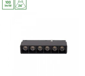 Spectrum voor de installateur 48V Magnetische railverlichting | Shift Basic - Grid XS Linear Armatuur | 110MM 6W 3000K Zwart