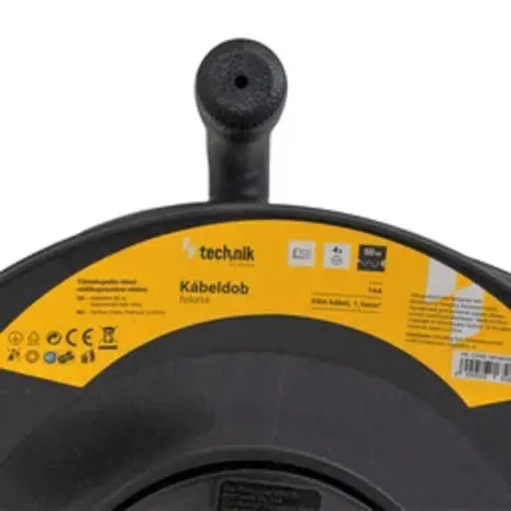 Technik Kabelhaspel 50m - 4-voudig met randaarde -  3x1.5mm2 - zwart Technik Kabelhaspel 50m - 4-voudig met randaarde -  3x1.5mm2 - zwart