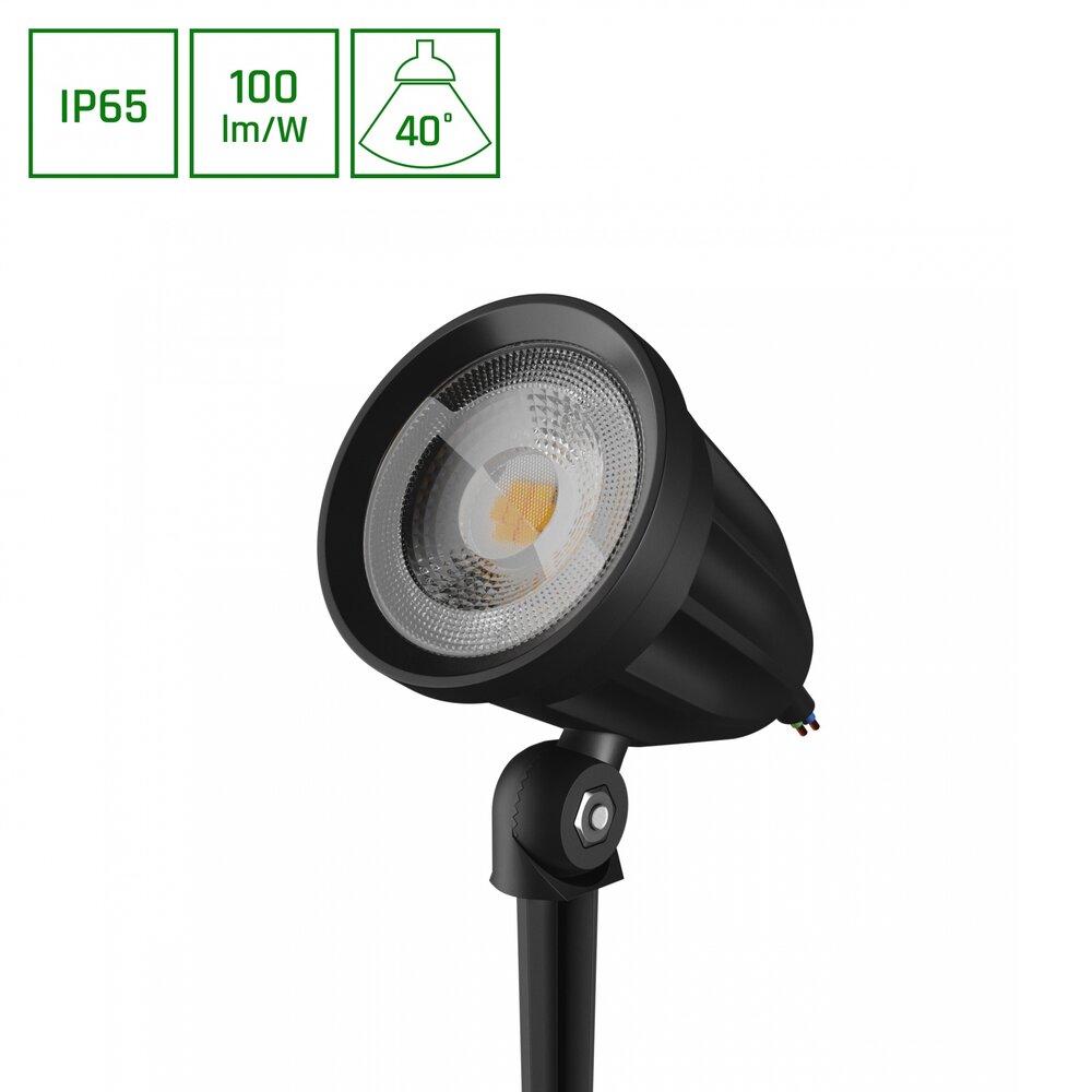 Spectrum voor de installateur LED Prikspot Grondspot - FLORI LIGERO - 6W 600lm - IP65 - 3000K | 53X66X67mm + 145MM