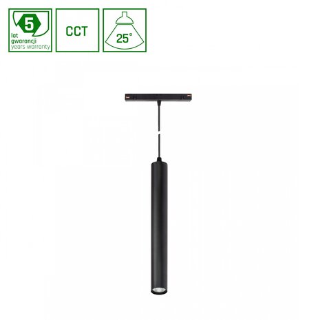Spectrum voor de installateur 48V Magnetische railverlichting - SHIFT Hangit Zwart  - Pendel staaflamp | 12W | TW Tunable White 2700-6500K | Zigbee 3.0  - 40X297MM