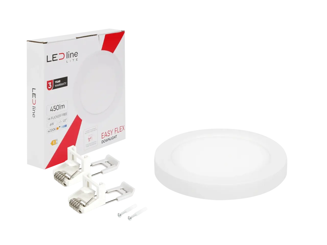 LED line verlichting - Betaalbare Professionele LED Oplossingen LED Downlight - Rond - EASY FLEX - 6W 450lm - 4000K - IP20 - Wit | Ø140mm - Zaagmaat 65-102mm