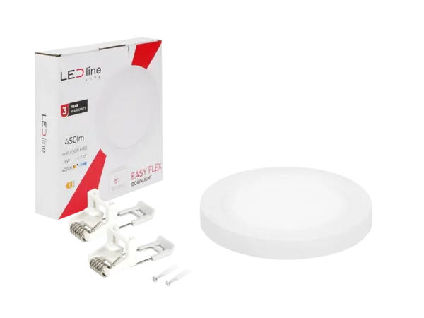 LED Downlight - Rond - EASY FLEX - 6W 450lm - 4000K - IP20 - Wit | Ø140mm - Zaagmaat 65-102mm LED Downlight - Rond - EASY FLEX - 6W 450lm - 4000K - IP20 - Wit | Ø140mm - Zaagmaat 65-102mm
