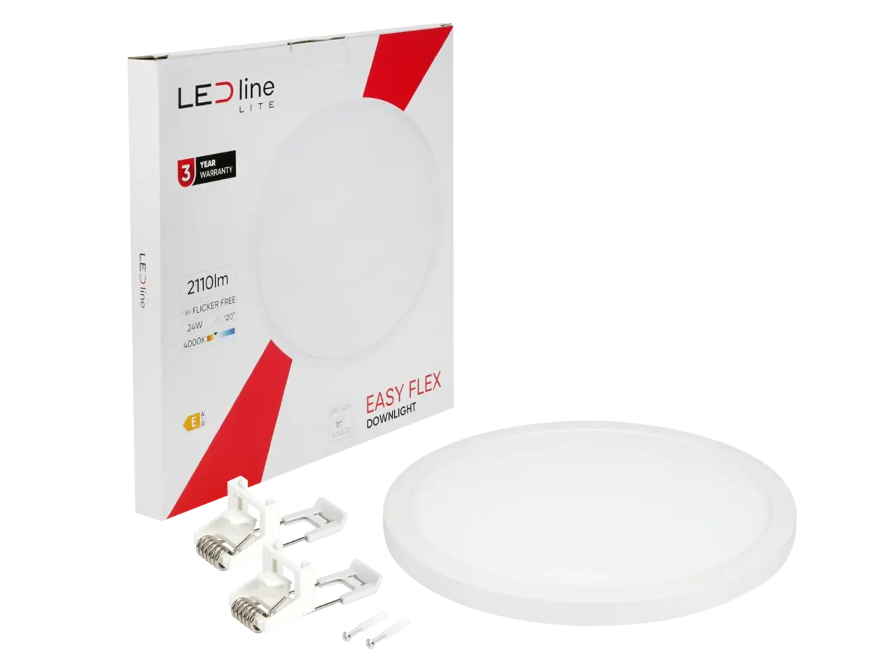 LED line verlichting - Betaalbare Professionele LED Oplossingen LED Downlight - Rond - EASY FLEX - 24W 2110lm - 4000K - IP20 - Wit | Ø300mm Zaagmaat 65-240mm