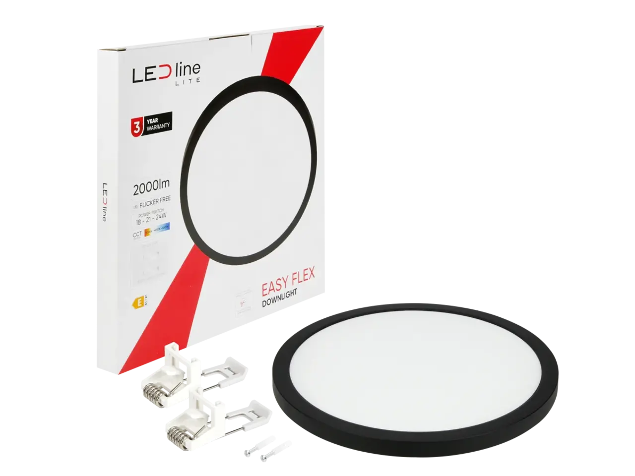 LED line verlichting - Betaalbare Professionele LED Oplossingen LED Downlight - Rond - LITE - EASY FLEX - 18-21-24W 2000lm - CCT 3000K/4000K/5000K - IP20 -Zwart | Ø300mm Zaagmaat 65-240mm