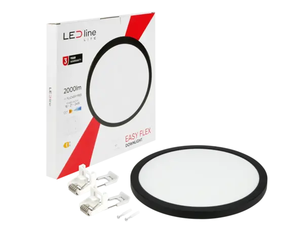 LED line LED Downlight - Rond - LITE - EASY FLEX - 18-21-24W 2000lm - CCT 3000K/4000K/5000K - IP20 -Zwart | Ø300mm Zaagmaat 65-240mm