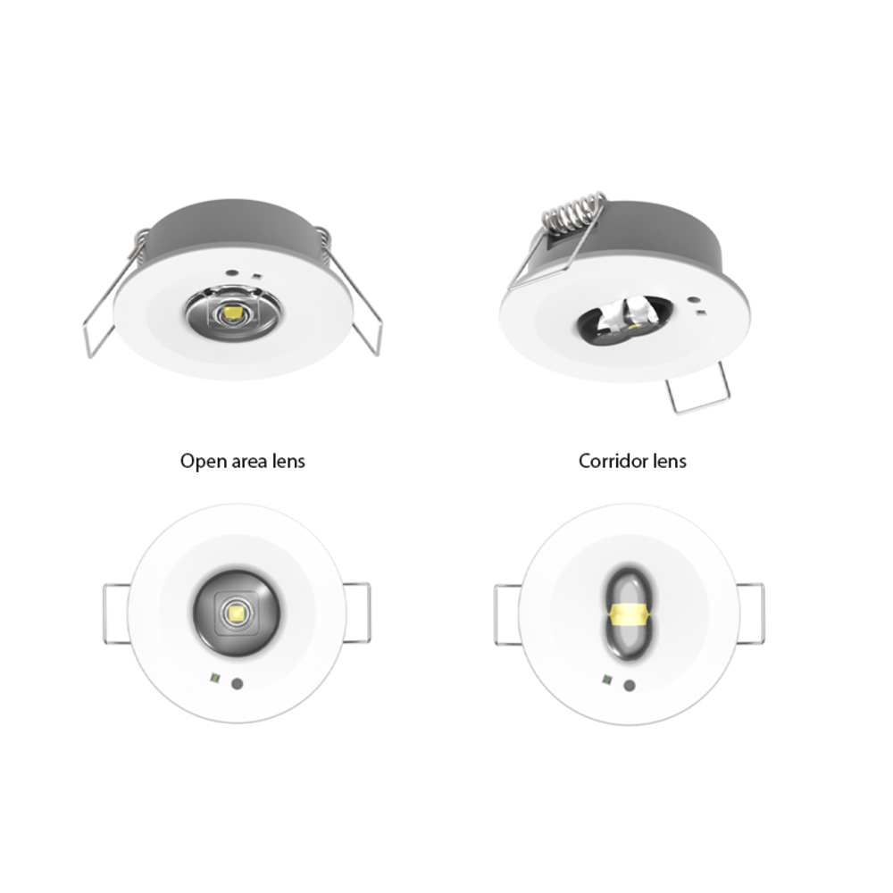 LCB LED Europe  LED Nood Inbouwspot Wit - 228Lumen - Nood Antipaniekverlichting 3H - 45mm - 3.2V 3300mAh LiFePO4 accu - met extra lens