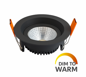 LCB LED Europe  LED Inbouwspot 95mm - IP65 Zwart Verzonken - 5W 420Lm - DTW  2200-3000K 822-830 Dim To warm  |  Zaagmaat 80mm - Dimtone Dimbaar 230v
