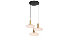 Lucide LED Hanglamp - SINGALA - Ø 55 cm - Mat glas - Goud / Messing | 3xE27 fitting Lucide LED Hanglamp - SINGALA - Ø 55 cm - Mat glas - Goud / Messing | 3xE27 fitting