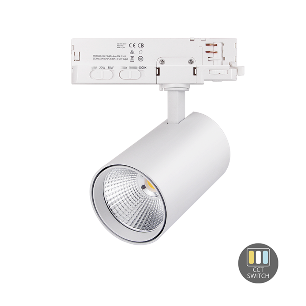 LCB LED LED 3-Fase Railspot Dimbaar - Wit - 10W - 30W 950Lm - 2850Lm - CCT 927-930-940 Multi Lumen Switch | Triac Dimbaar - 5 Jaar garantie LCB LED LED 3-Fase Railspot Dimbaar - Wit - 10W - 30W 950Lm - 2850Lm - CCT 927-930-940 Multi Lumen Switch | Triac Dimbaar - 5 Jaar garantie