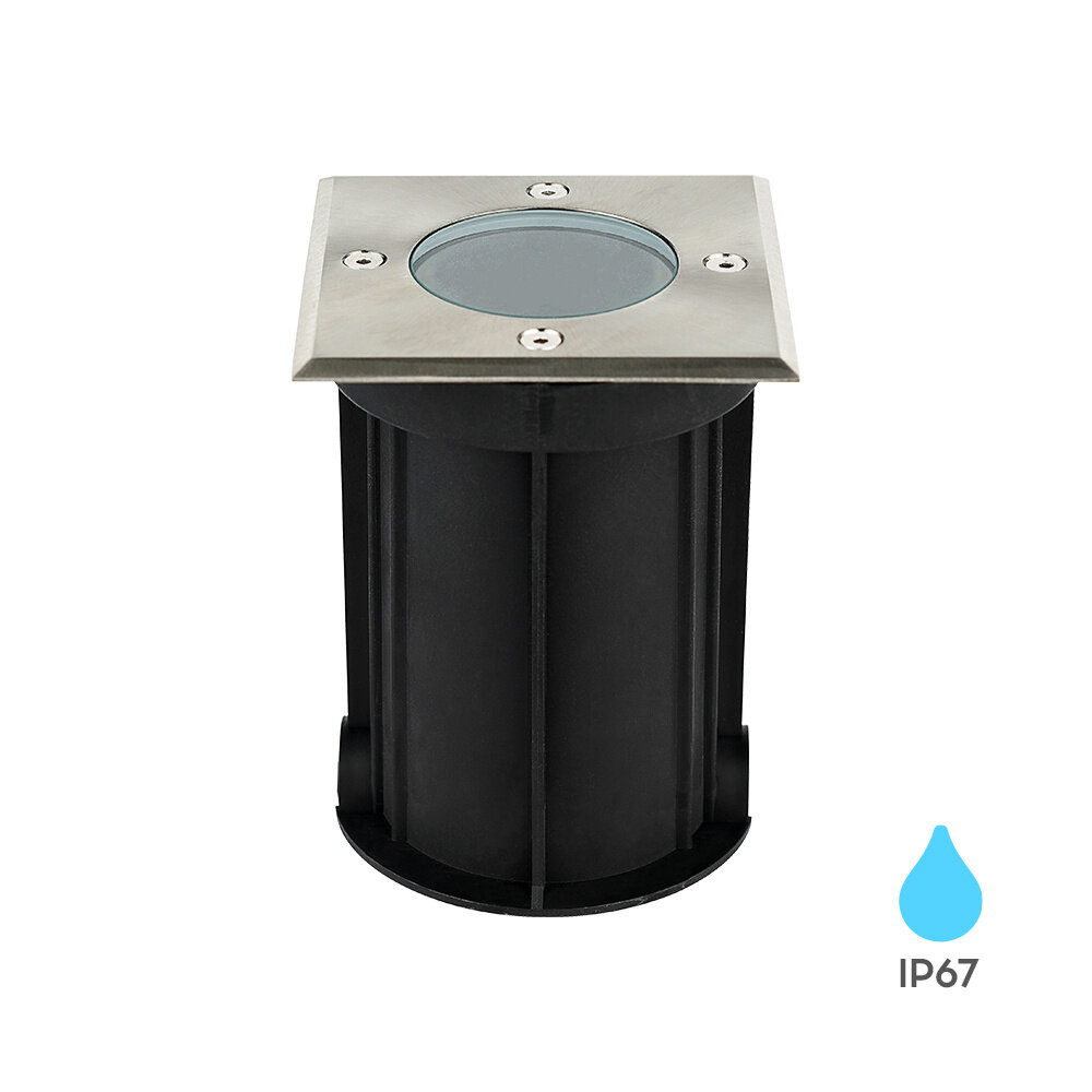 LCB LED Europe  LED Grondspot - GU10 - Inbouw - IP67 - 230V - 108x108mm - Nikkel - vierkant