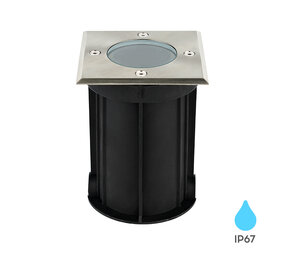 LCB LED Europe  LED Grondspot - GU10 - Inbouw - IP67 - 230V - 108x108mm - Nikkel - vierkant