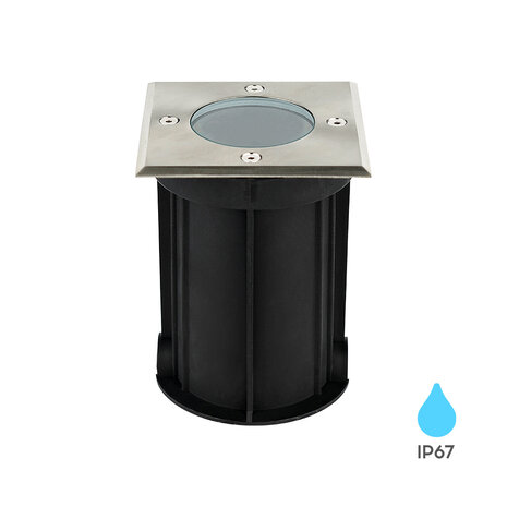 LCB LED Europe  LED Grondspot - GU10 - Inbouw - IP67 - 230V - 108x108mm - Nikkel - vierkant