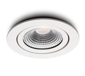 LCB LED Europe  LED Inbouwspot IP54 - Wit Kantelbaar - 3W 270LM -  2200K Warm Wit - CRI90> | Zaagmaat 75mm - Inbouwdiepte 23mm - Triac Dimbaar  10% - 100%  - 50.000 branduur -  230v