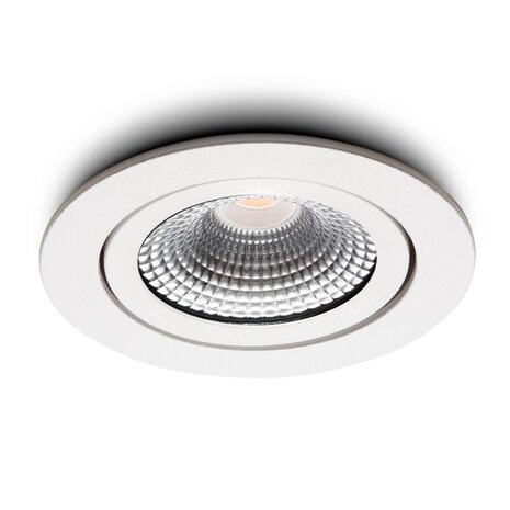 LCB LED Europe  LED Inbouwspot IP54 - Wit Kantelbaar - 3W 270LM -  2200K Warm Wit - CRI90> | Zaagmaat 75mm - Inbouwdiepte 23mm - Triac Dimbaar  10% - 100%  - 50.000 branduur -  230v