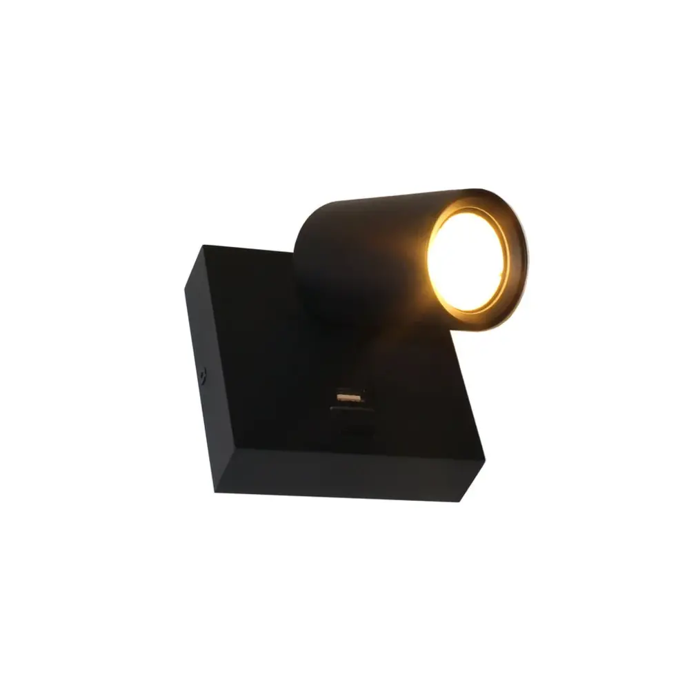 LED Bedlamp / Wandlamp - Richtspot Master Zwart - 5W 400Lm - 3000K 830 Warm wit | GU10 Fitting - Met USB A + C oplaadpunt LED Bedlamp / Wandlamp - Richtspot Master Zwart - 5W 400Lm - 3000K 830 Warm wit | GU10 Fitting - Met USB A + C oplaadpunt