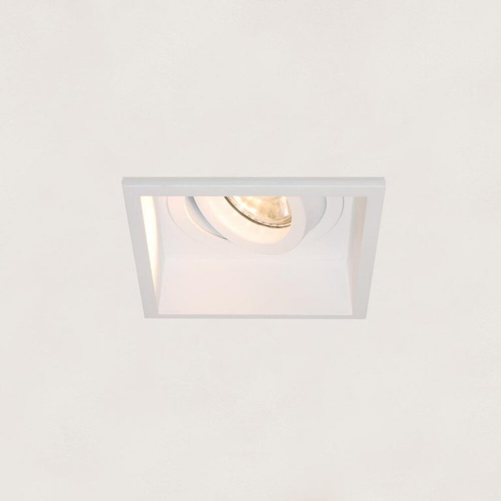 LCB LED Europe  Inbouwspot armatuur IP20 - Vierkant REX 92MM - Matt Wit - 1-Lichts | GU10 Fitting - Kantelbaar 30° - Zaagmaat 86MM