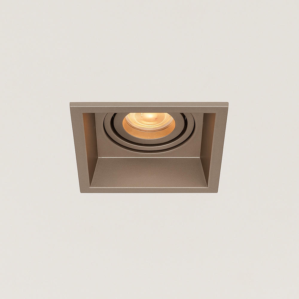 LCB LED Europe  Inbouwspot armatuur IP20 - Vierkant REX 92MM - Champagne - 1-Lichts | GU10 Fitting - Kantelbaar 30° - Zaagmaat 86MM