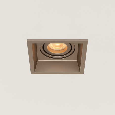 LCB LED Europe  Inbouwspot armatuur IP20 - Vierkant REX 92MM - Champagne - 1-Lichts | GU10 Fitting - Kantelbaar 30° - Zaagmaat 86MM