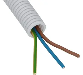 Flexbuis Voorbedraad 3x2.5mm² – 16mm – Geel groen / Blauw / Bruin – 100M Rol | Pipelife Preflex – Type 222496