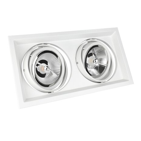 Spectrum voor de installateur LED Inbouwspot armatuur Dubbel - Wit  AR111  -  186MM - 2-Lichts  GU10 Fitting |  Kantelbaar excl. Lichtbron - 186x336x43mm