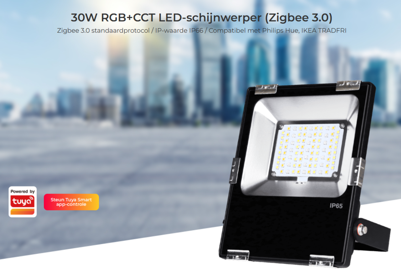 LCB LED Europe  LED Schijnwerper - 30W RGB+CCT LED-schijnwerper (Zigbee 3.0) - Waterdicht IP65