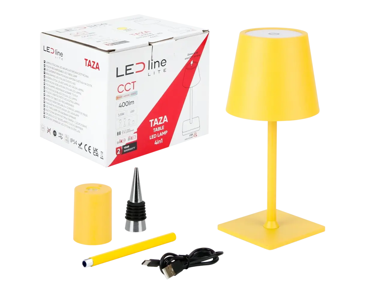 LED line LED Tafellamp IP54 – TAZA 3,5W – 400Lm – CCT 3000K/4000K/5000K – Geel – 2x2000mAh Accu – 4in1 LITE | Draagbaar & Oplaadbaar Werklicht voor Binnen/Buiten LED line LED Tafellamp IP54 – TAZA 3,5W – 400Lm – CCT 3000K/4000K/5000K – Geel – 2x2000mAh Accu – 4in1 LITE | Draagbaar & Oplaadbaar Werklicht voor Binnen/Buiten
