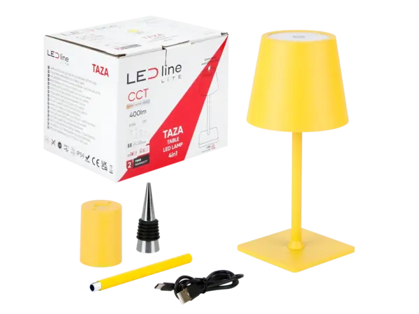 LED line LED Tafellamp IP54 – TAZA 3,5W – 400Lm – CCT 3000K/4000K/5000K – Geel – 2x2000mAh Accu – 4in1 LITE | Draagbaar & Oplaadbaar Werklicht voor Binnen/Buiten LED line LED Tafellamp IP54 – TAZA 3,5W – 400Lm – CCT 3000K/4000K/5000K – Geel – 2x2000mAh Accu – 4in1 LITE | Draagbaar & Oplaadbaar Werklicht voor Binnen/Buiten