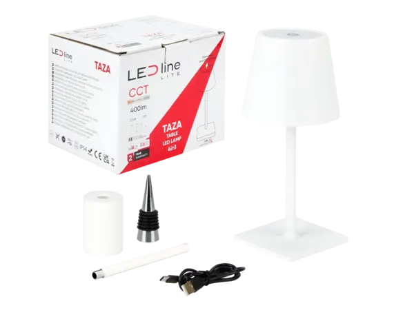 LED line verlichting - Betaalbare Professionele LED Oplossingen LED Tafellamp IP54 – TAZA 3,5W – 400Lm – CCT 3000K/4000K/5000K – Wit – 2x2000mAh Accu – 4in1 LITE | Draagbaar & Oplaadbaar Werklicht voor Binnen/Buiten
