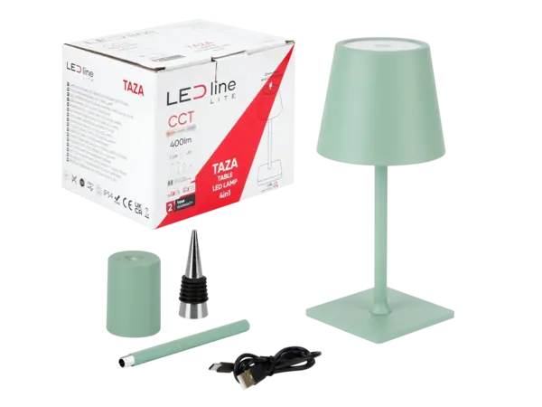 LED line verlichting - Betaalbare Professionele LED Oplossingen LED Tafellamp IP54 – TAZA 3,5W – 400Lm – CCT 3000K/4000K/5000K – Groen – 2x2000mAh Accu – 4in1 LITE | Draagbaar & Oplaadbaar Werklicht voor Binnen/Buiten