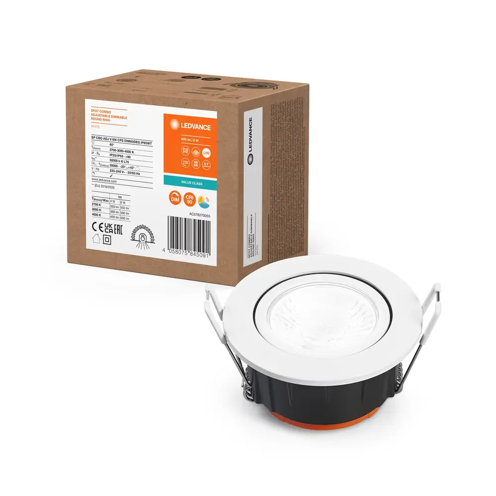 LED Inbouwspot - IP65 - 6W 600lm - 4000K Koel Wit - Dimbaar - 60° Bundel - Kantelbaar - Zaagmaat Ø68MM - Buitenmaat Ø85MM | Voor Badkamer, Buiten & Vochtige Ruimtes LED Inbouwspot - IP65 - 6W 600lm - 4000K Koel Wit - Dimbaar - 60° Bundel - Kantelbaar - Zaagmaat Ø68MM - Buitenmaat Ø85MM | Voor Badkamer, Buiten & Vochtige Ruimtes