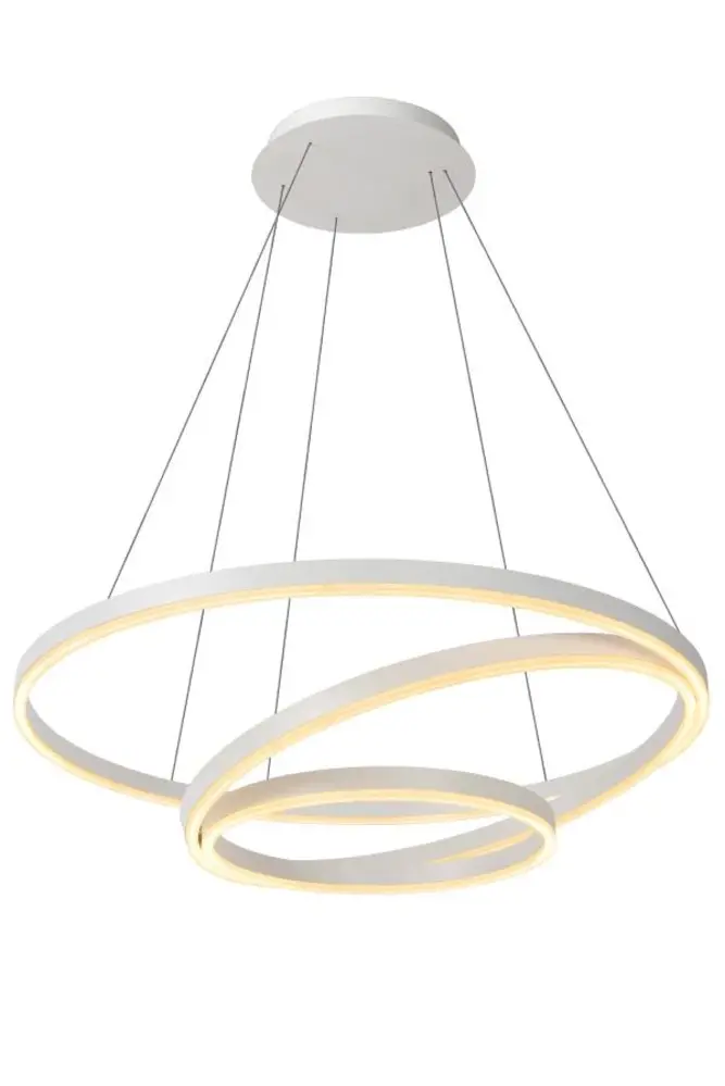 Lucide Dimbare LED Hanglamp - Ringlamp - TRINITI Wit 800MM - 125W 3000K 930 Warm Wit - 1-Lichts | TRIAC Dimbaar - 3 Jaar Garantie